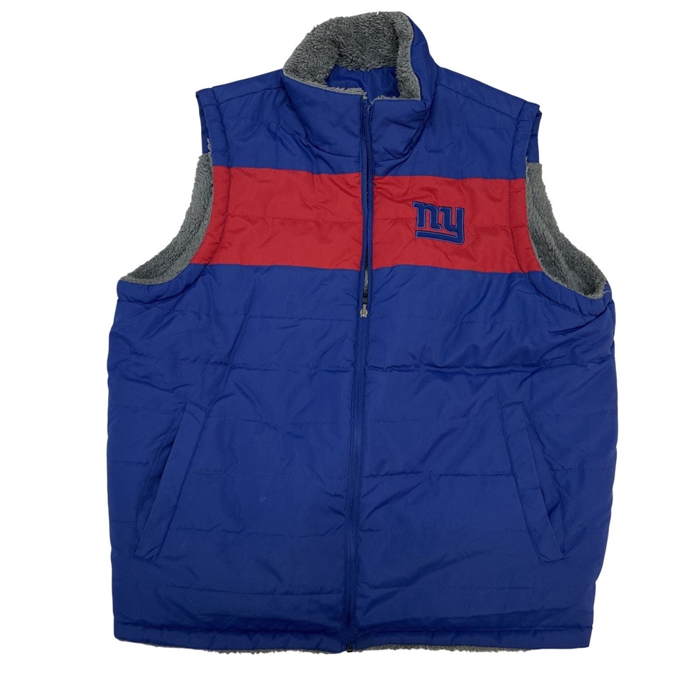 NFL New York Giants Mens Blue Puffer Vest Sherpa Lined Full Zip XL‎